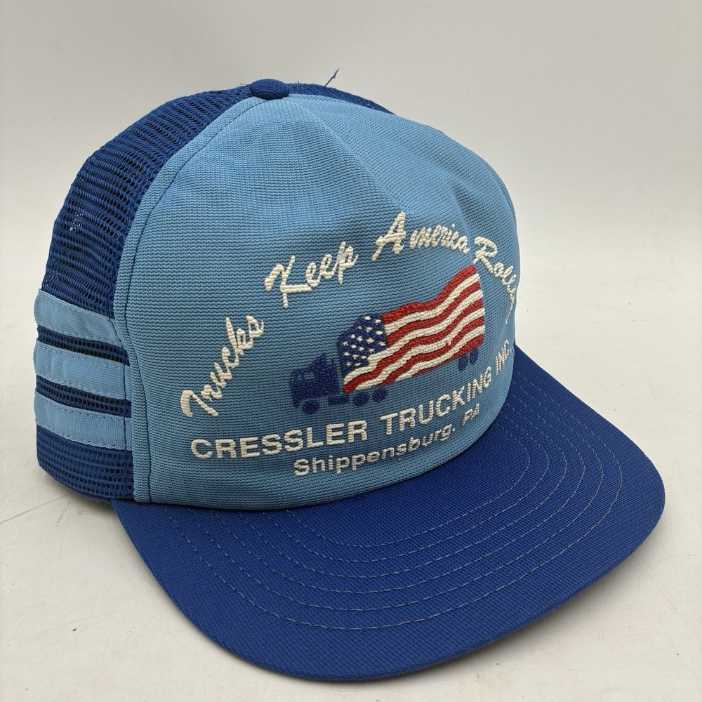 Vintage Cressler Trucking Hat Keep America Rollin Made In USA Mesh Snapback PA